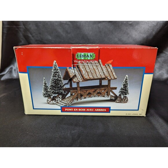 Lemax Wooden Bridge With Trees, Christmas Village Carole Towne Collection w/Box - Picture 4 of 14
